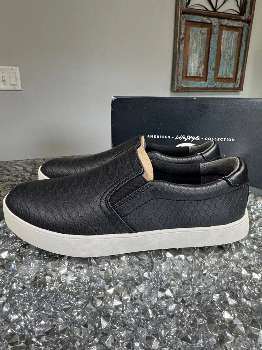 Dr. Scholl's Black Slip-On Loafers with White Sole